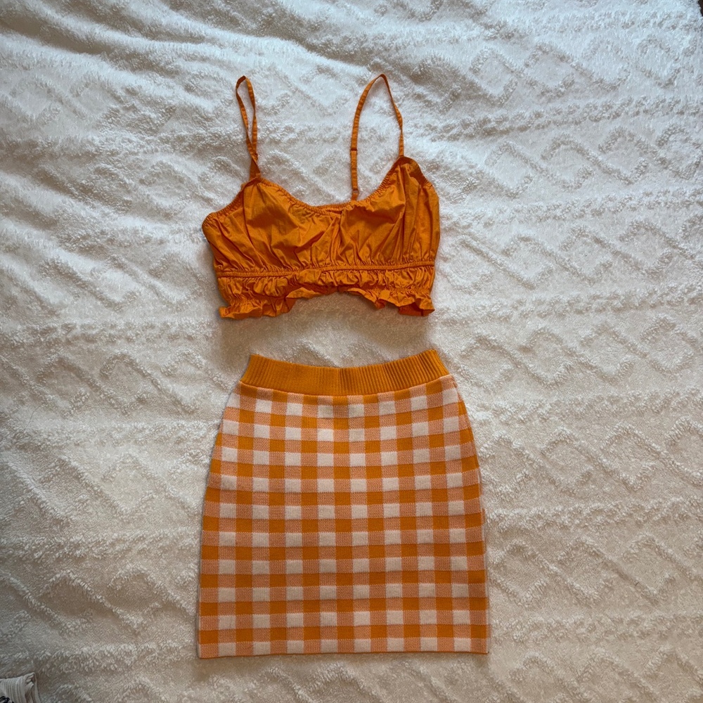 Orange plaid summer set